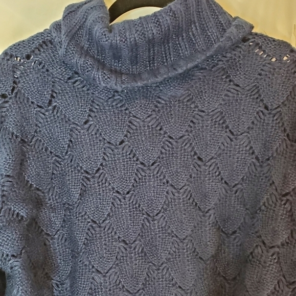 French Size Small Navy Blue Knit Turtleneck Sweater NWT - Picture 2 of 7